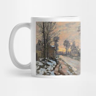 Road to Louveciennes, Melting Snow, Setting Sun by Claude Monet Mug